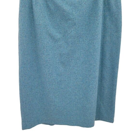 Vintage 80's Albert Nipon Skirt Wool Silk Pencil Metallic Flecked Pastel Blue 16 - Picture 5 of 9